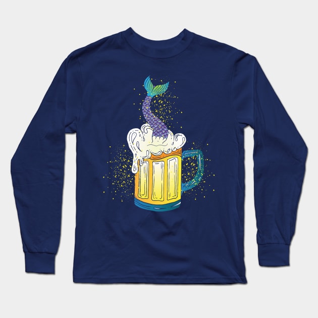 Beer with mermaid inside Long Sleeve T-Shirt by annaazart